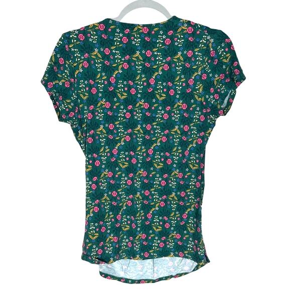 Boden Floral Print Faux Wrap Top Short Sleeve Blouse Green Size 10 - Picture 2 of 4